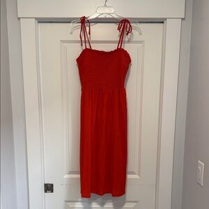 Divided Red Midi Dress